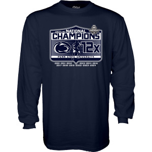 navy long sleeve t-shirt Wrestling National Champions Penn State University 12x